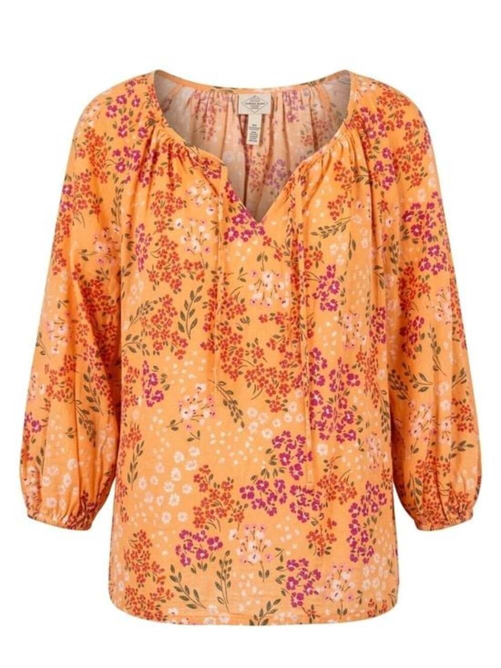 St. John's Bay Orange Floral Peasant Blouse